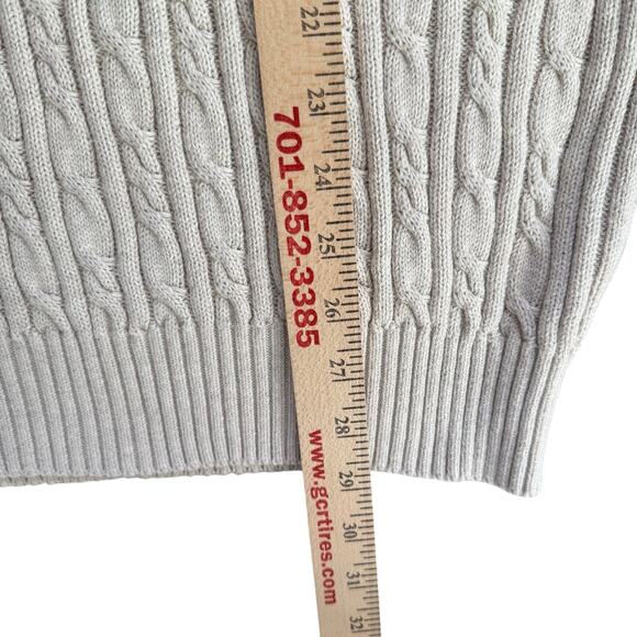 Izod Quarter 1/4 Zip Sweater Men's Size XL Ivory Cream Cable Knit 100% Cotton - Picture 6 of 8